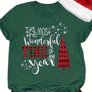 1230. 🎉🎄Women’s Casual Short Sleeve Festive Holiday Shirt